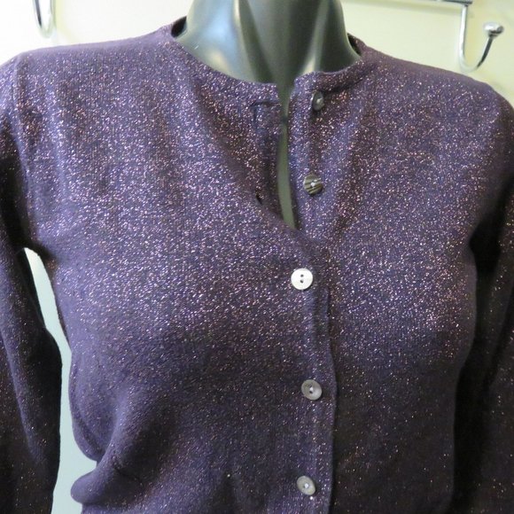 HILLARD & HANSON DARK PLUM CARDIGAN SWEATER/ XSMAL - Picture 3 of 8